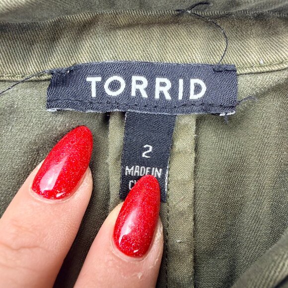 Womens Army Green Cargo Jacket Torrid - Picture 2 of 6